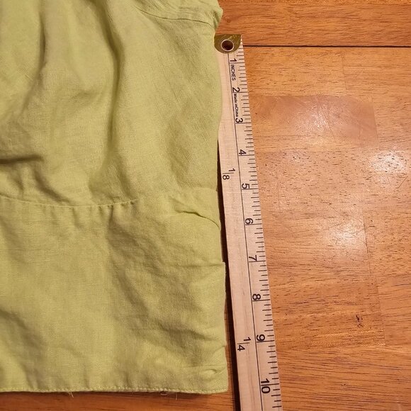 Anthropologie Twist Front Flutter Sleeve Cropped Linen Shirt Size XL, Lime Green - Picture 5 of 12